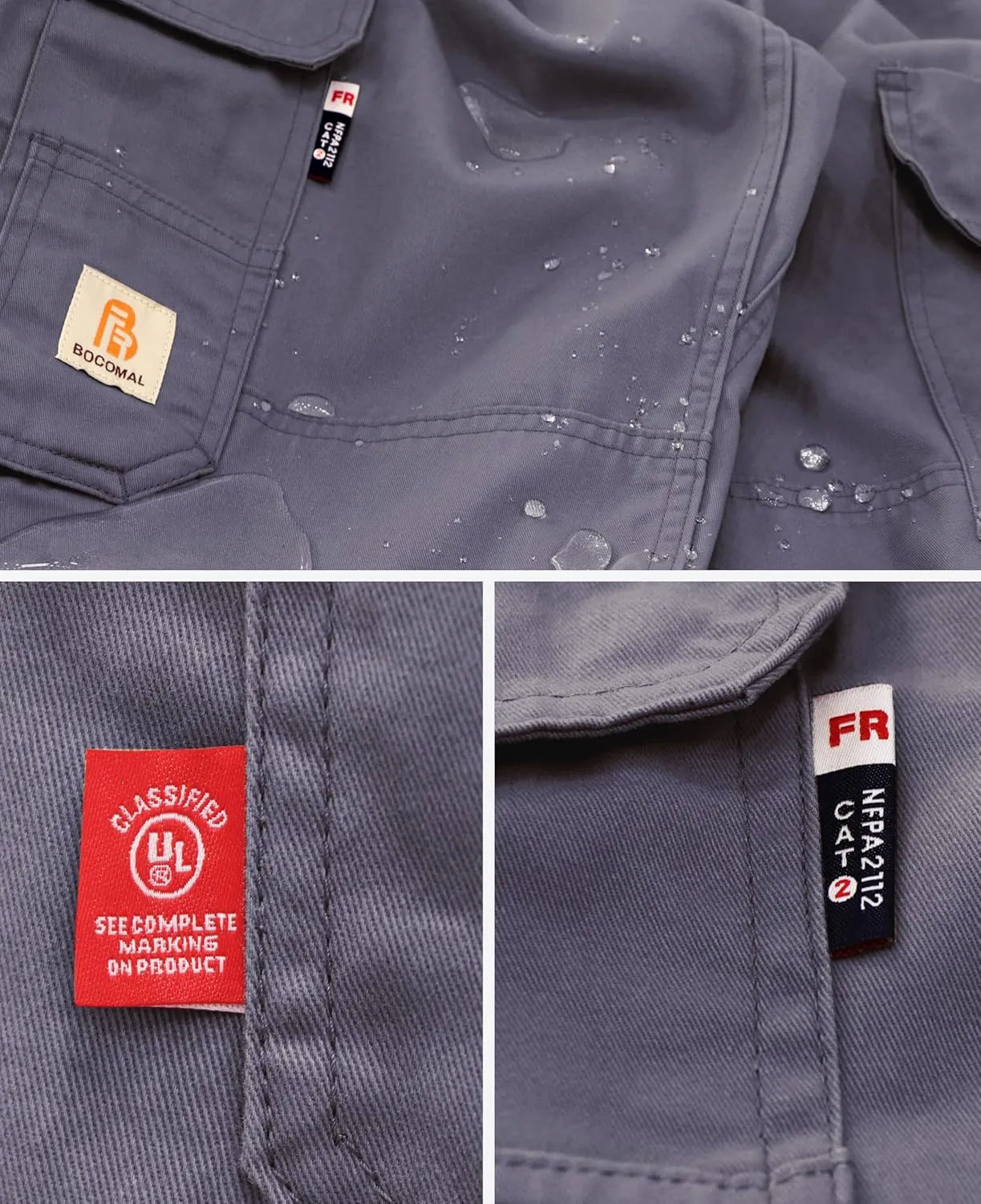 BOCOMAL FR Pants for Men Utility Cargo Pockets Flame Resistant/Fire Retardant Carpenter Water Oil Repellent Finish