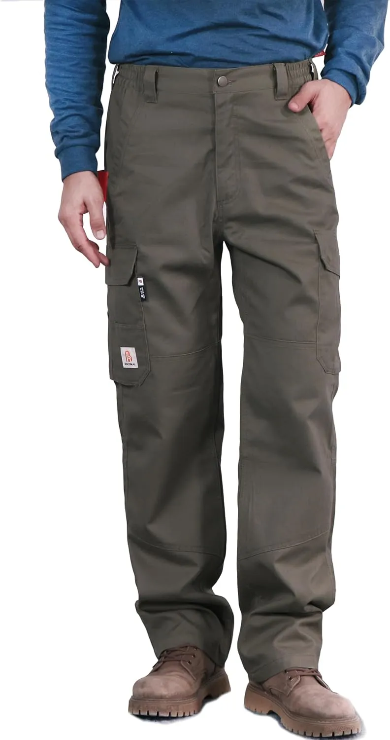 BOCOMAL FR Pants for Men Utility Cargo Pockets Flame Resistant/Fire Retardant Carpenter Water Oil Repellent Finish