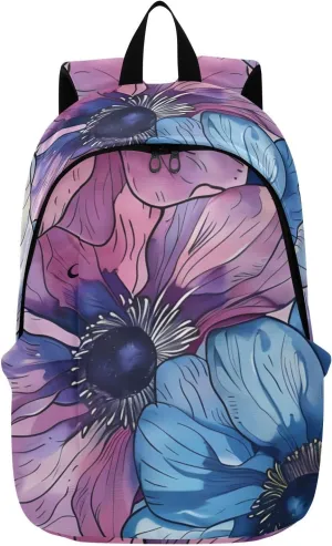 Bolaz Laptop Backpack Purse for Women Men-Exotic Anemone Flower Periodic Sample， Travel Bag Casual Daypack with Compartment & Multiple Pockets Business Backpack