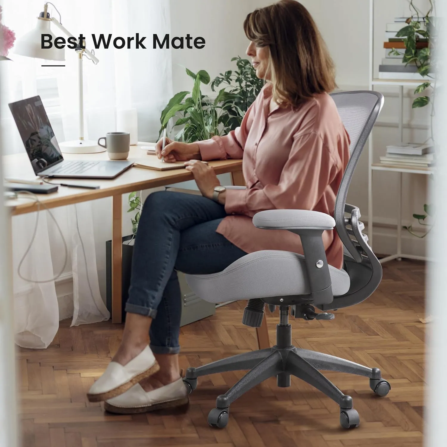BOLISS 400lbs Mesh Ergonomic Super Soft Wide Cushion Office Computer Desk Chair Adjustable Arms (Grey