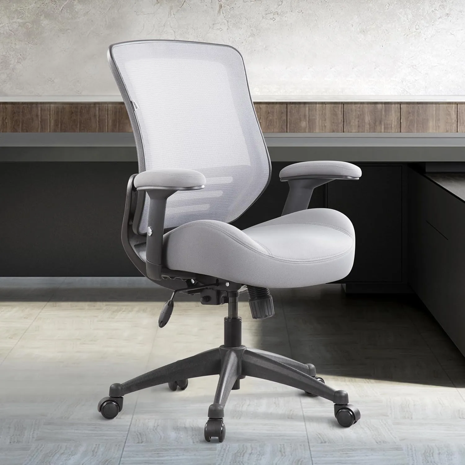 BOLISS 400lbs Mesh Ergonomic Super Soft Wide Cushion Office Computer Desk Chair Adjustable Arms (Grey