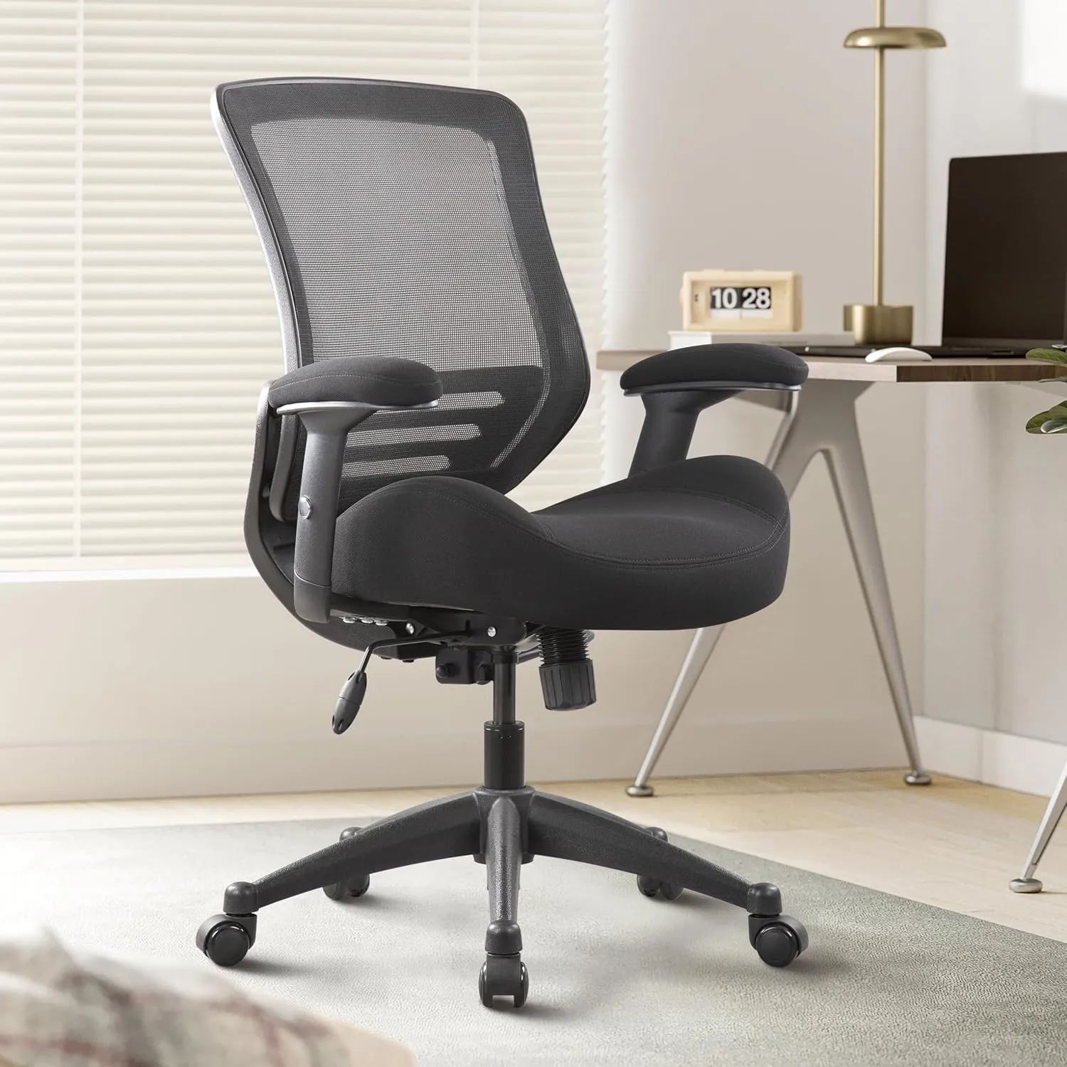 BOLISS 400lbs Mesh Ergonomic Super Soft Wide Cushion Office Computer Desk Chair Adjustable Arms(Black)