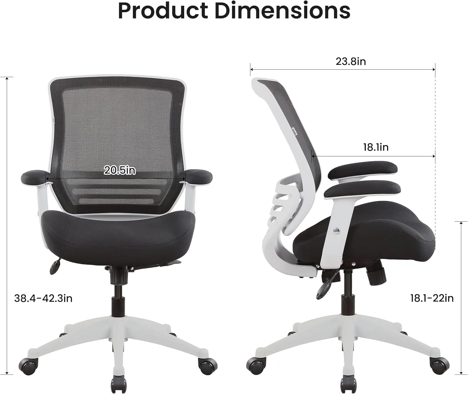 BOLISS 400lbs Mesh Ergonomic Super Soft Wide Cushion Office Computer Desk Chair Adjustable Arms(Black)