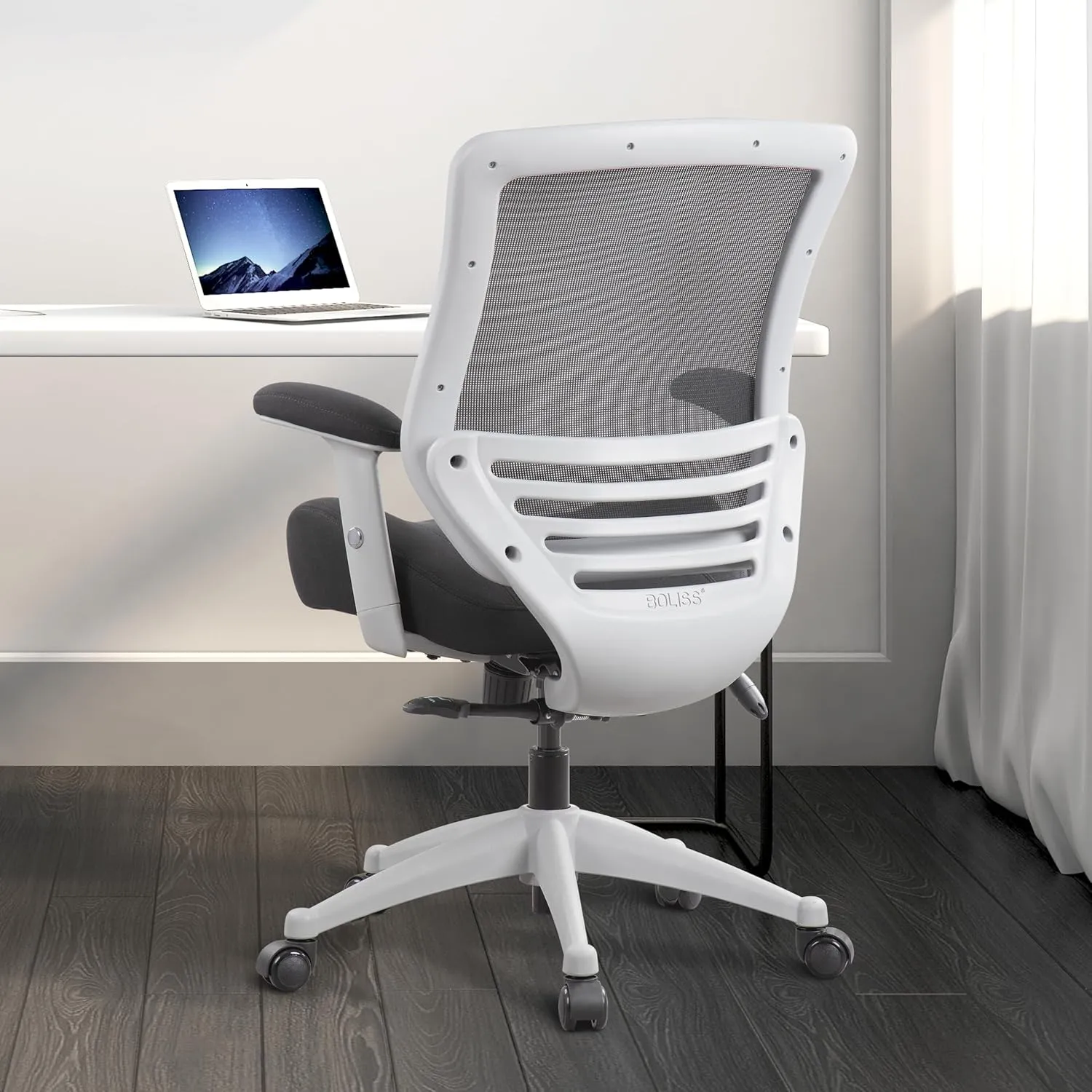 BOLISS 400lbs Mesh Ergonomic Super Soft Wide Cushion Office Computer Desk Chair Adjustable Arms(Black)
