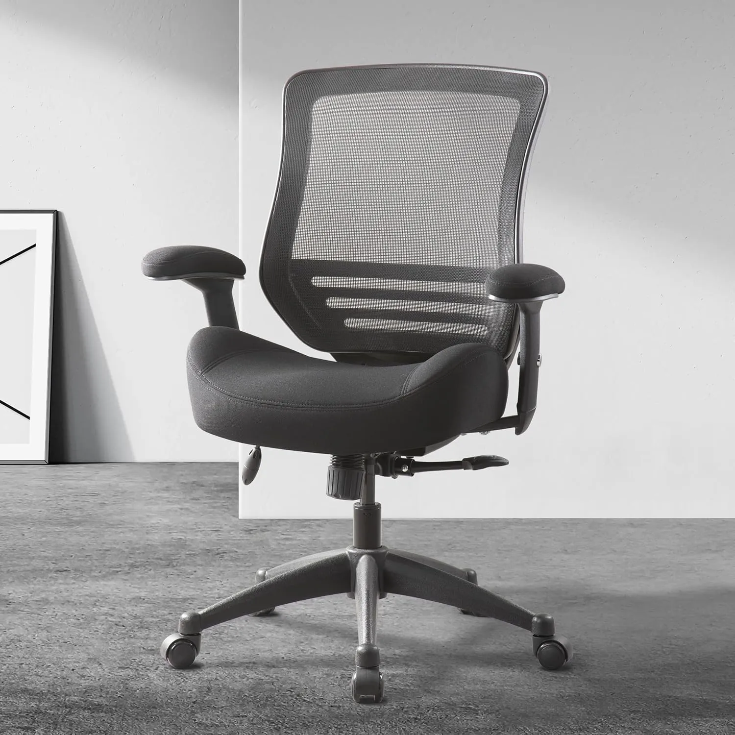 BOLISS 400lbs Mesh Ergonomic Super Soft Wide Cushion Office Computer Desk Chair Adjustable Arms(Black)