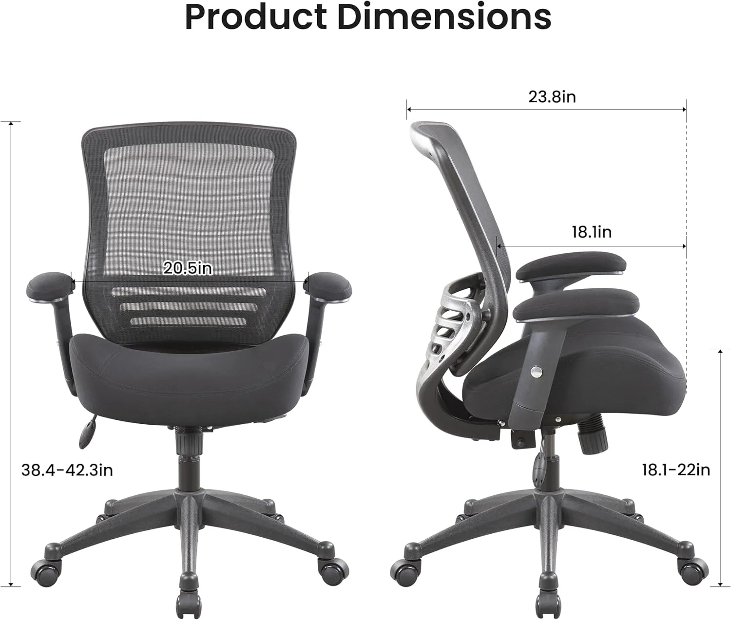 BOLISS 400lbs Mesh Ergonomic Super Soft Wide Cushion Office Computer Desk Chair Adjustable Arms(Black)