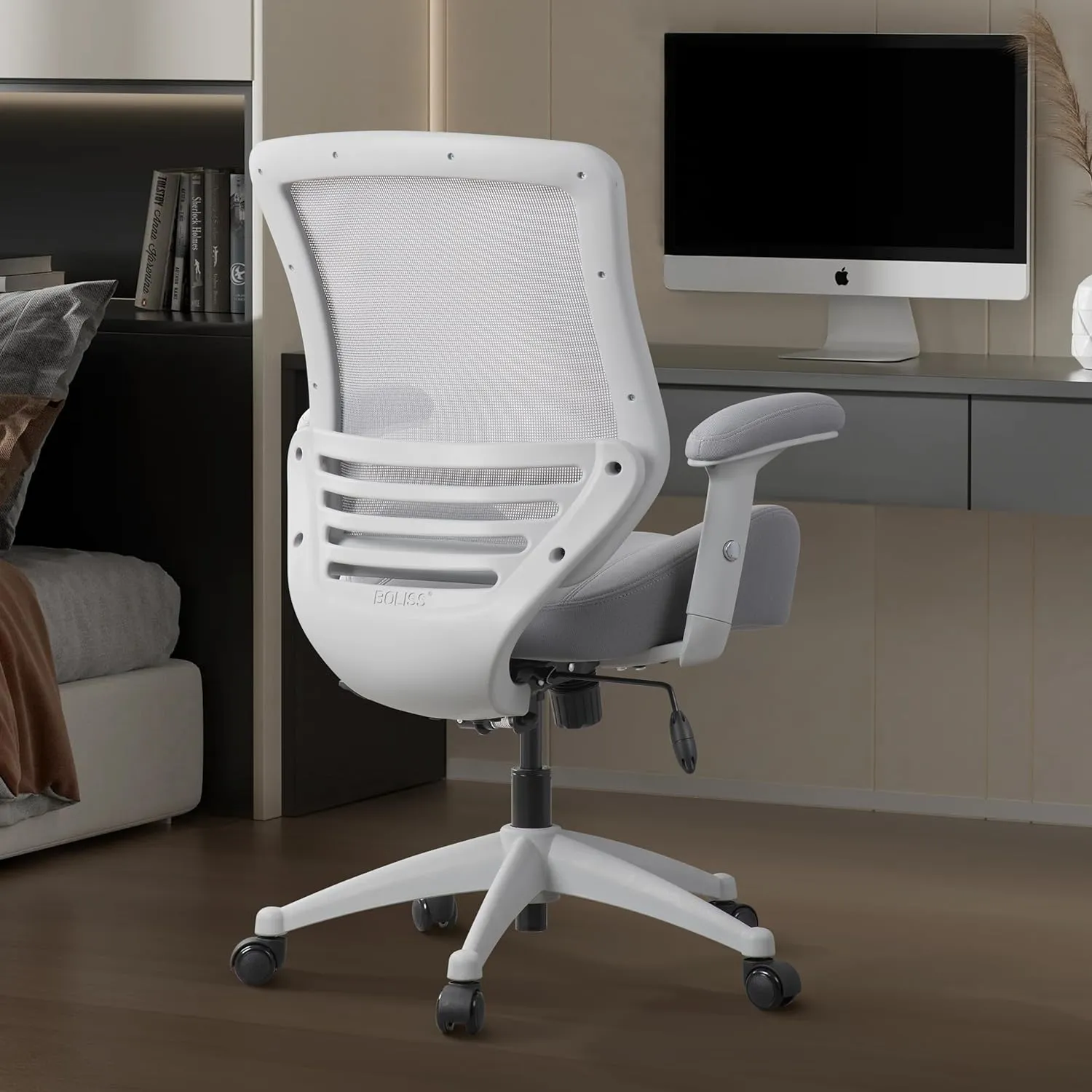BOLISS 400lbs Mesh Ergonomic Super Soft Wide Cushion Office Computer Desk Chair Adjustable Arms(Black)