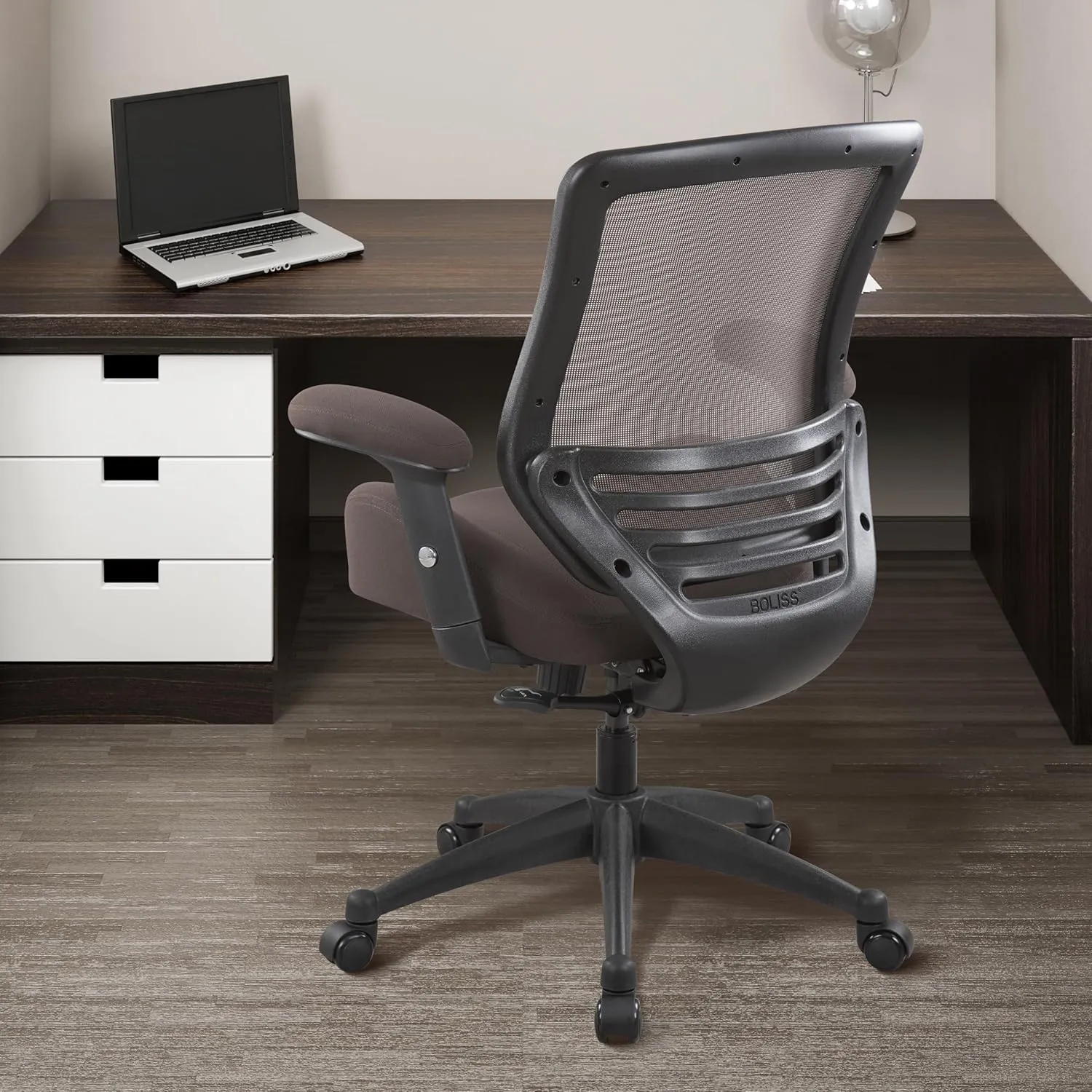 BOLISS 400lbs Mesh Ergonomic Super Soft Wide Cushion Office Computer Desk Chair Adjustable Arms(Brown
