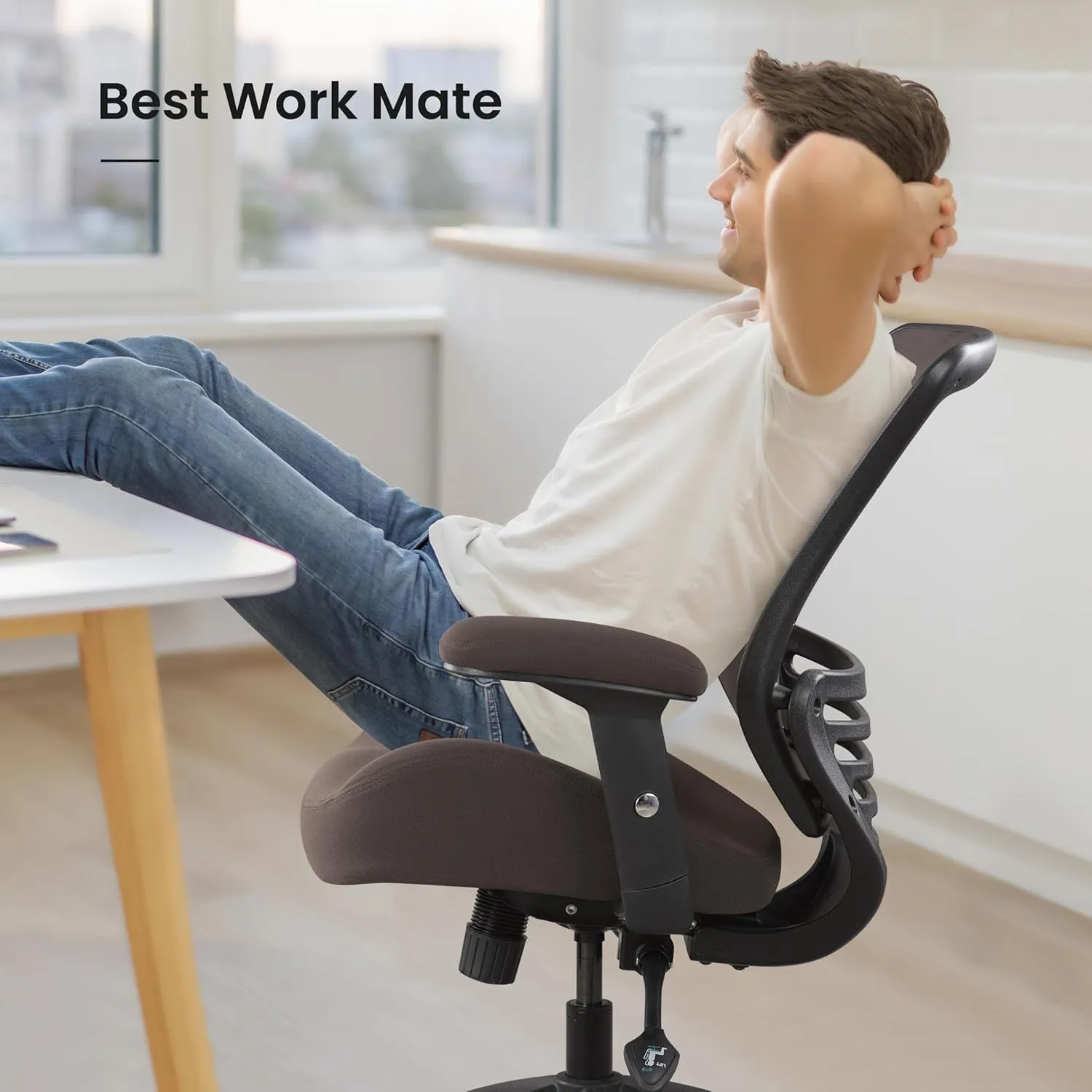 BOLISS 400lbs Mesh Ergonomic Super Soft Wide Cushion Office Computer Desk Chair Adjustable Arms(Brown