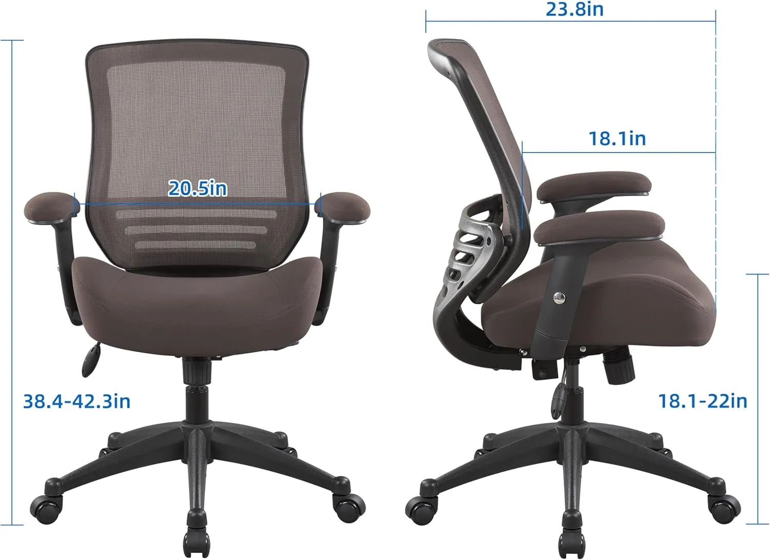 BOLISS 400lbs Mesh Ergonomic Super Soft Wide Cushion Office Computer Desk Chair Adjustable Arms(Brown