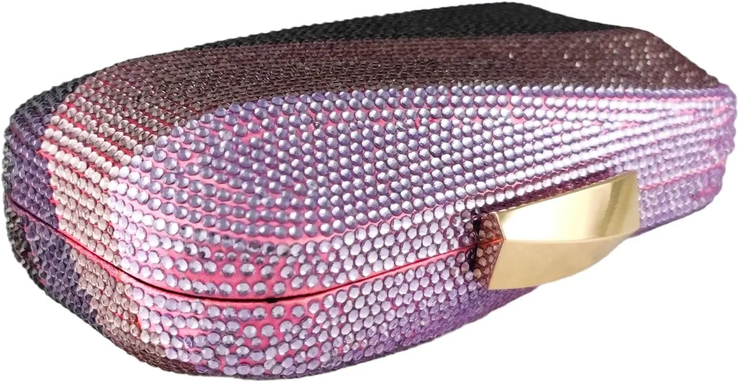 Boutique De FGG Sea Wave Luxury Crystal Clutch Evening Bags for Women Colorful Rhinestone Wedding Handbags and Purses