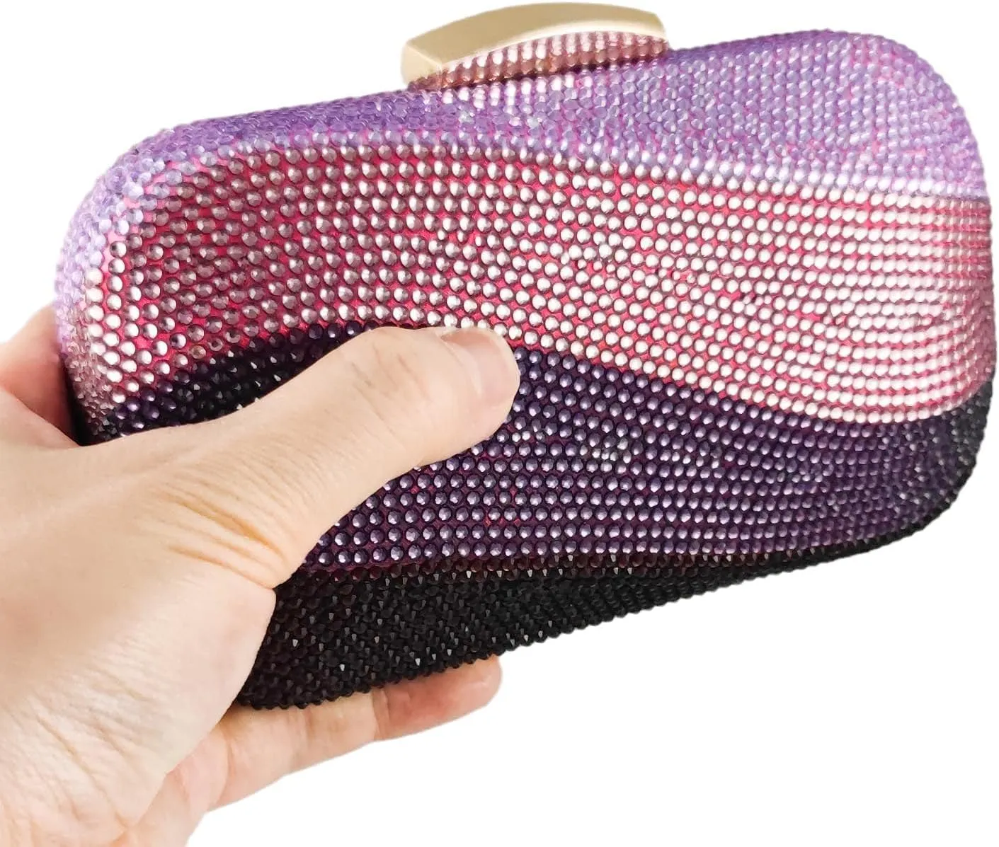 Boutique De FGG Sea Wave Luxury Crystal Clutch Evening Bags for Women Colorful Rhinestone Wedding Handbags and Purses