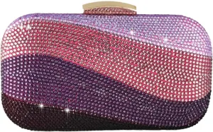 Boutique De FGG Sea Wave Luxury Crystal Clutch Evening Bags for Women Colorful Rhinestone Wedding Handbags and Purses