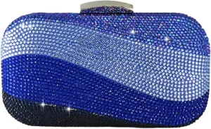 Boutique De FGG Sea Wave Luxury Crystal Clutch Evening Bags for Women Colorful Rhinestone Wedding Handbags and Purses