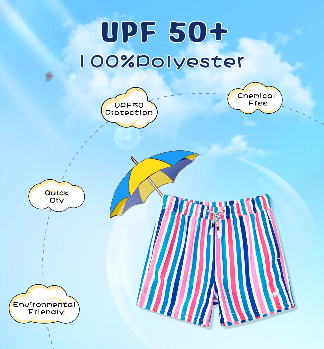 Boy's Colorful stripe Print Quick Dry Swim Trunks