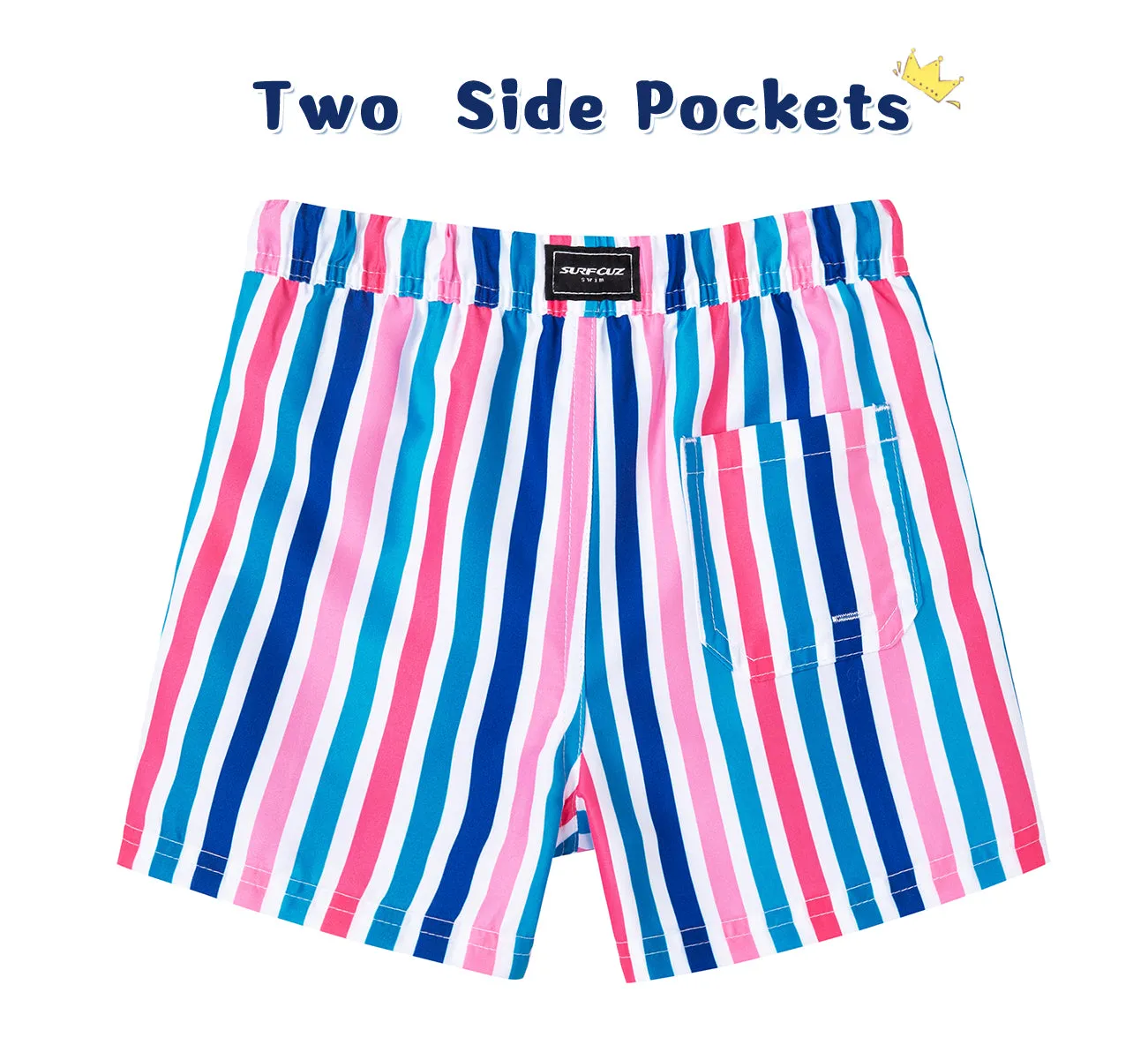 Boy's Colorful stripe Print Quick Dry Swim Trunks