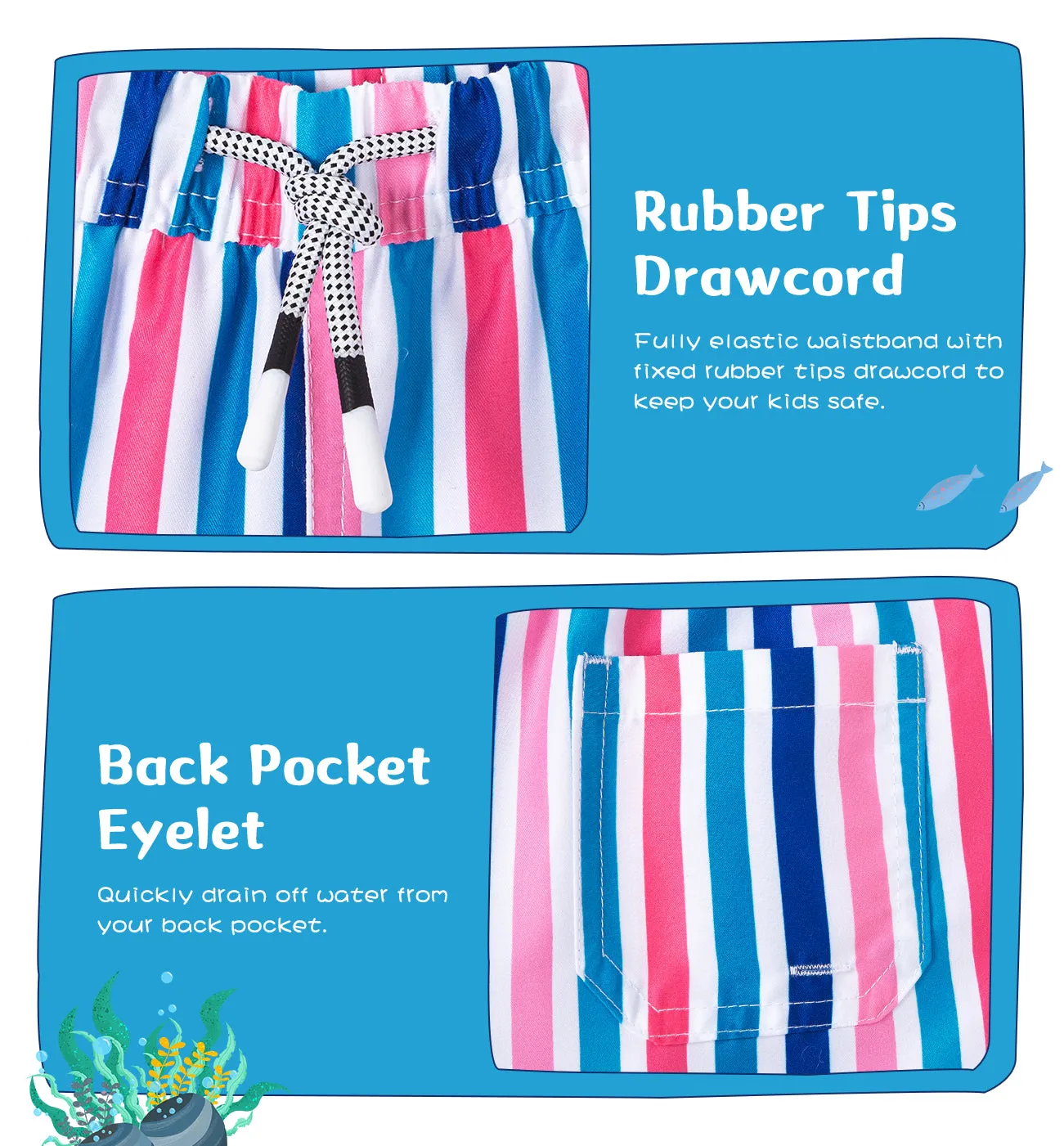 Boy's Colorful stripe Print Quick Dry Swim Trunks