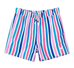 Boy's Colorful stripe Print Quick Dry Swim Trunks