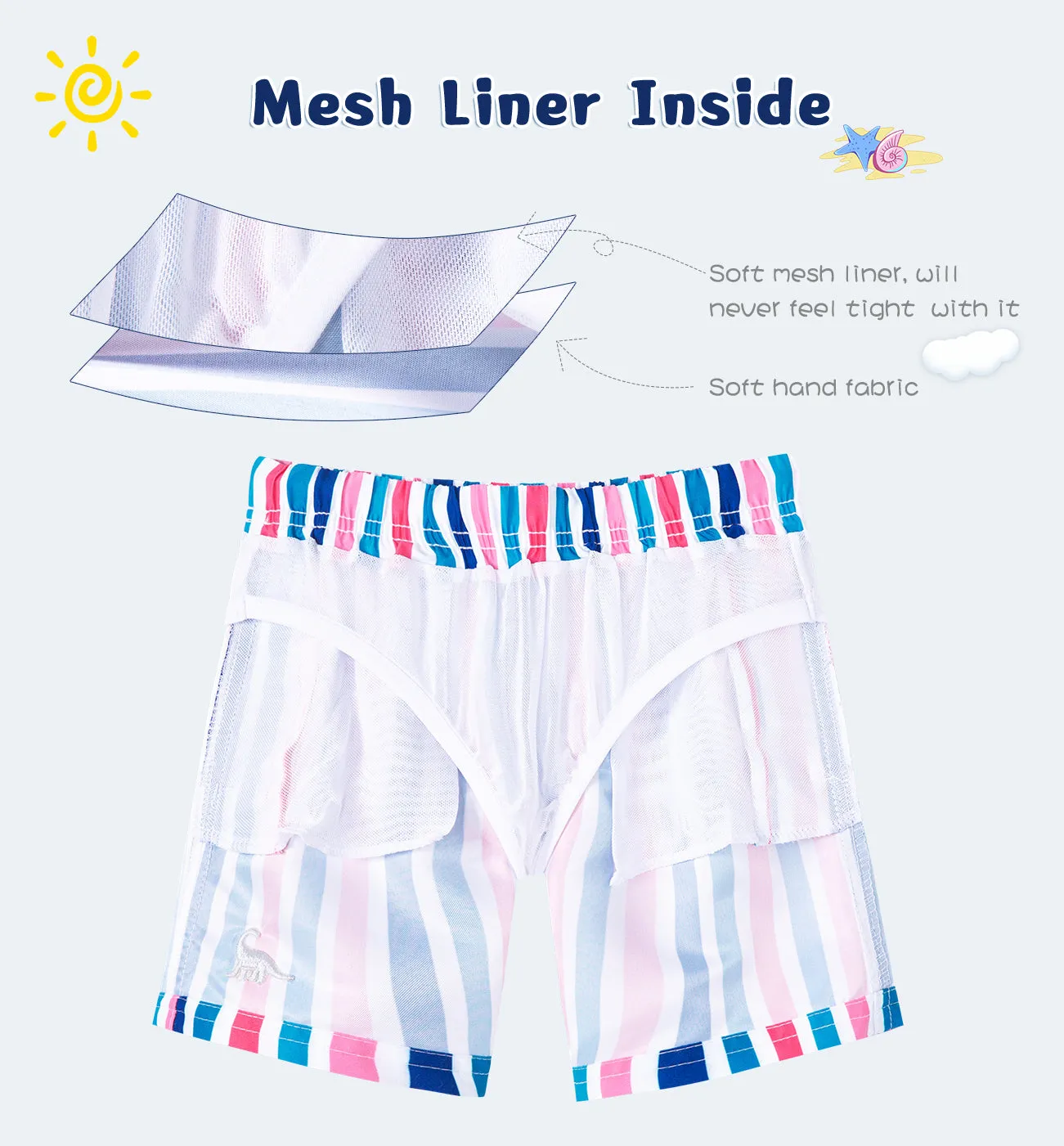 Boy's Colorful stripe Print Quick Dry Swim Trunks