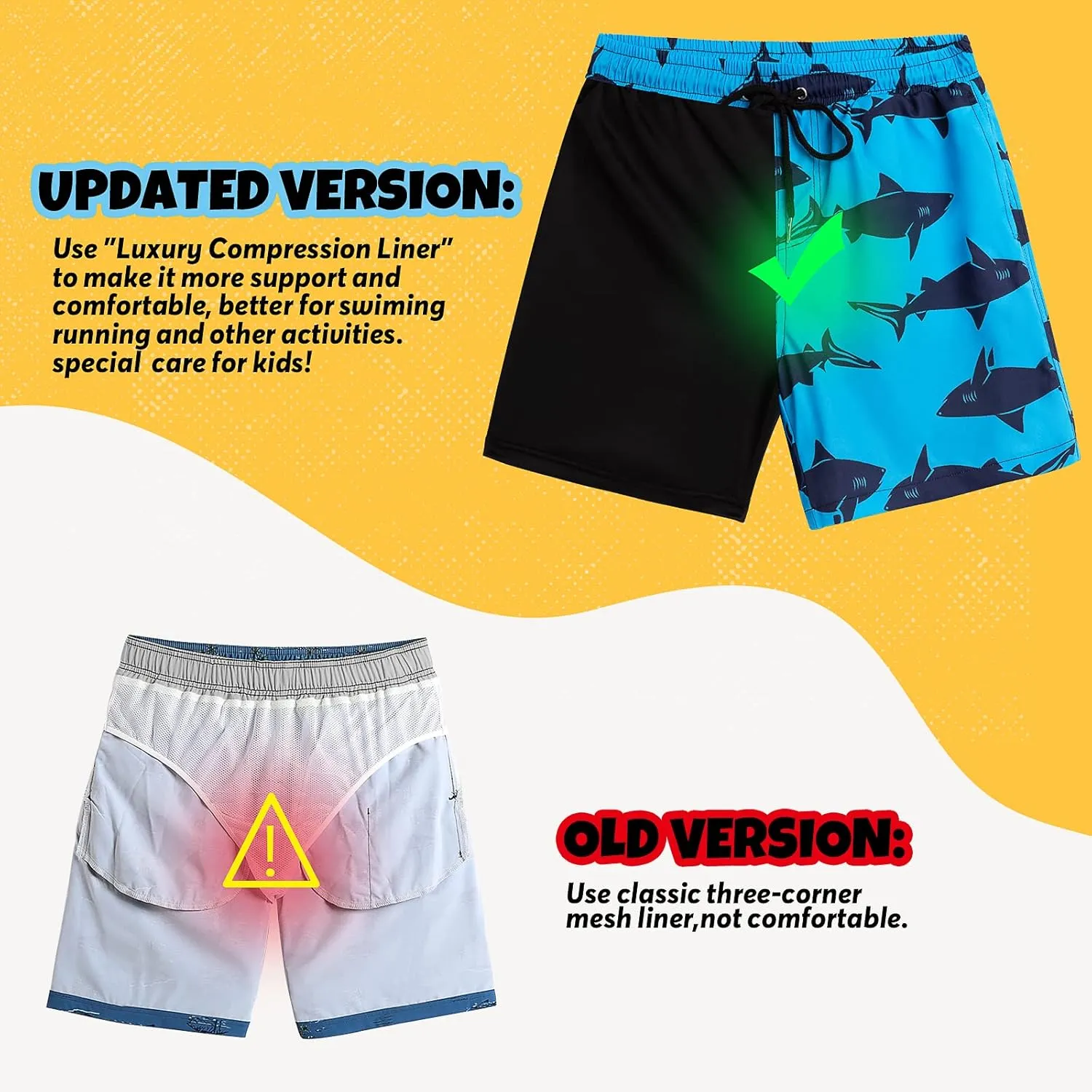 Boys Swim Trunks Bathing Suit Swim Shorts with Boxer Brief Liner Quick Dry Beach Swimsuit Compression