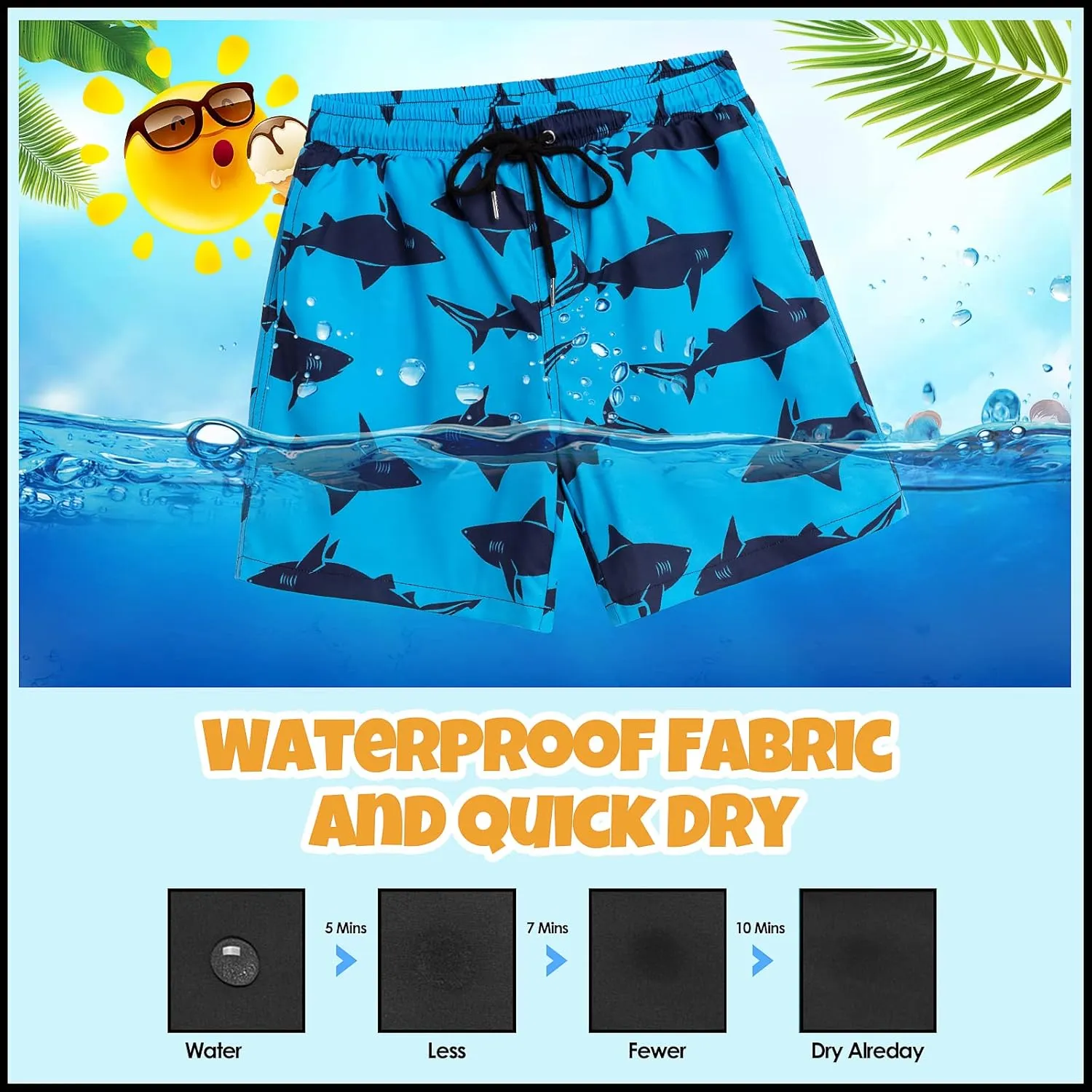 Boys Swim Trunks Bathing Suit Swim Shorts with Boxer Brief Liner Quick Dry Beach Swimsuit Compression