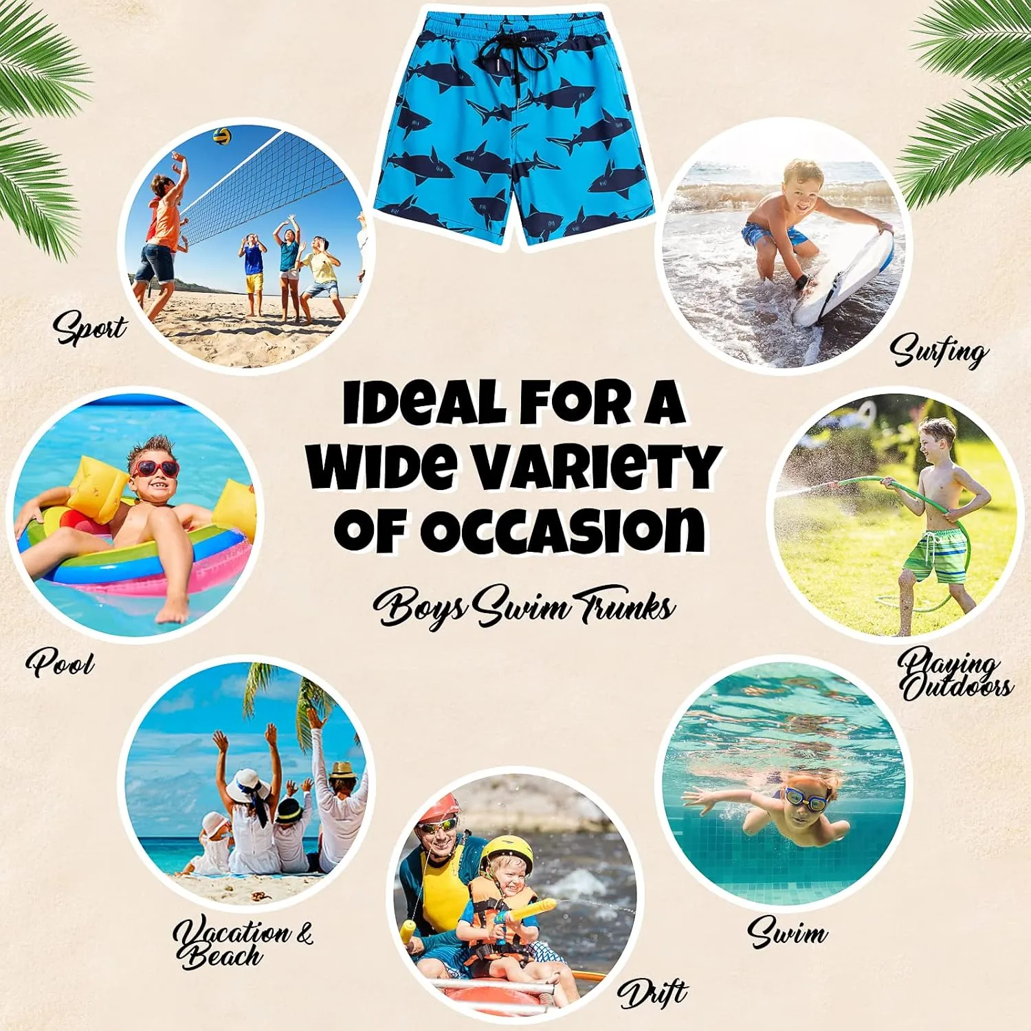 Boys Swim Trunks Bathing Suit Swim Shorts with Boxer Brief Liner Quick Dry Beach Swimsuit Compression