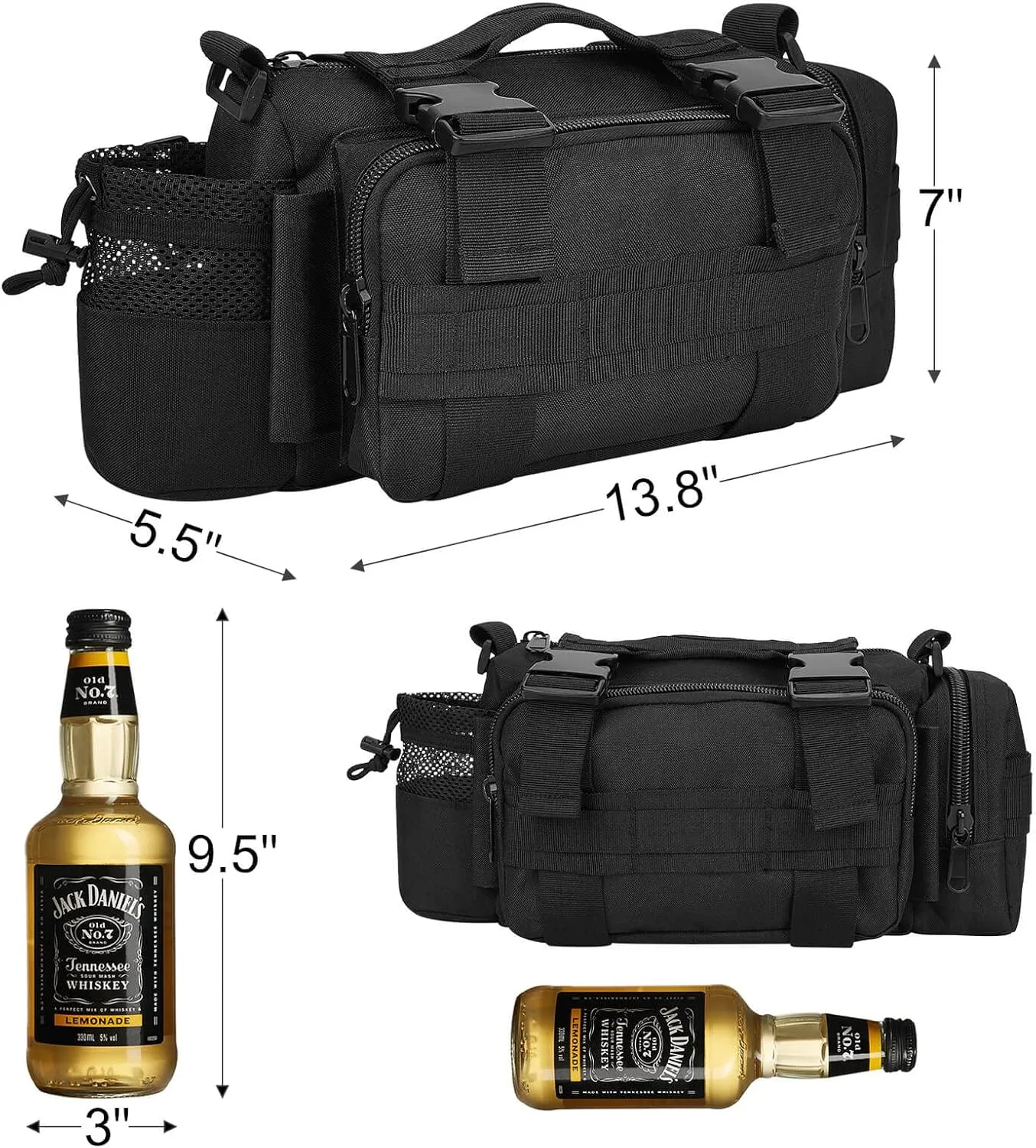 BraveHawk OUTDOORS Bike Handlebar Bag, 900D Nylon Oxford Multi-Purpose Tactical Waist Bag Heavy-Duty Water Resistant MOLLE Outdoor Bicycle Pack for Cycling Hiking (Large)