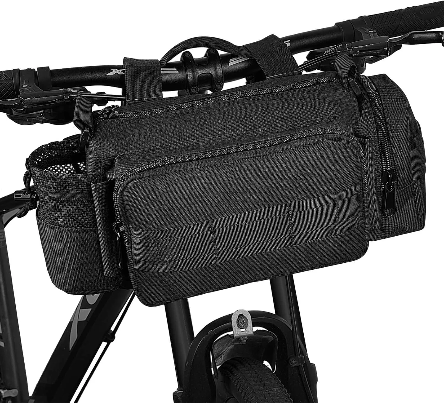 BraveHawk OUTDOORS Bike Handlebar Bag, 900D Nylon Oxford Multi-Purpose Tactical Waist Bag Heavy-Duty Water Resistant MOLLE Outdoor Bicycle Pack for Cycling Hiking (Large)