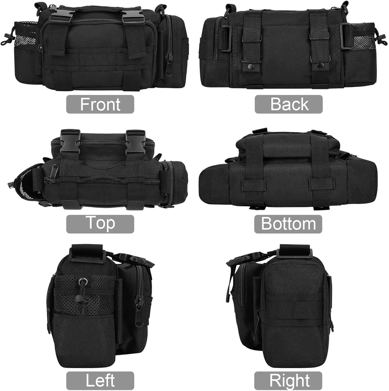 BraveHawk OUTDOORS Bike Handlebar Bag, 900D Nylon Oxford Multi-Purpose Tactical Waist Bag Heavy-Duty Water Resistant MOLLE Outdoor Bicycle Pack for Cycling Hiking (Large)