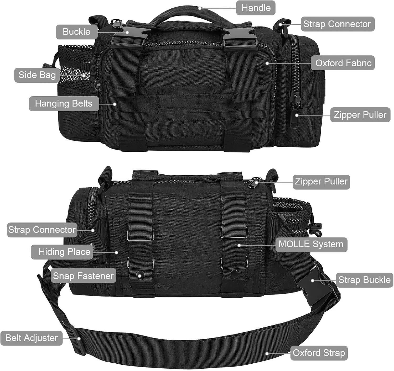 BraveHawk OUTDOORS Bike Handlebar Bag, 900D Nylon Oxford Multi-Purpose Tactical Waist Bag Heavy-Duty Water Resistant MOLLE Outdoor Bicycle Pack for Cycling Hiking (Large)