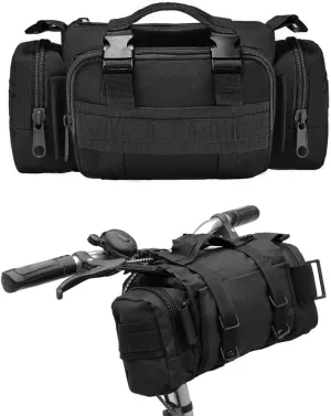 BraveHawk OUTDOORS Bike Handlebar Bag, 900D Nylon Oxford Multi-purpose Waist Bag Water Resistant Bicycle Cycling Pack (Black)