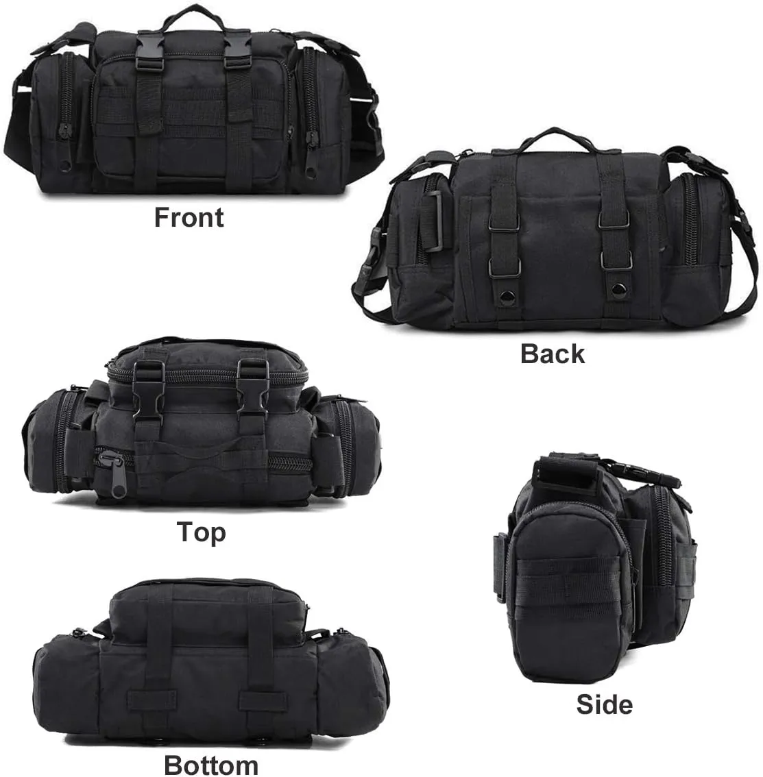 BraveHawk OUTDOORS Bike Handlebar Bag, 900D Nylon Oxford Multi-purpose Waist Bag Water Resistant Bicycle Cycling Pack (Black)