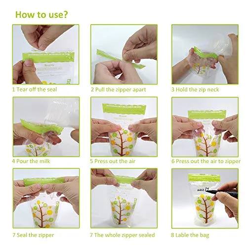 Breastmilk Storage Bags Pre-sterilized 8oz 112counts Easy Pour Spout,BPA Free Ready to Use Double Zipper Seal Bags for Pumping Freezing and Feeding Milk Self-Standing,CPC Test Passed