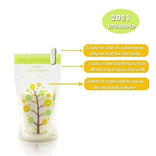 Breastmilk Storage Bags Pre-sterilized 8oz 112counts Easy Pour Spout,BPA Free Ready to Use Double Zipper Seal Bags for Pumping Freezing and Feeding Milk Self-Standing,CPC Test Passed