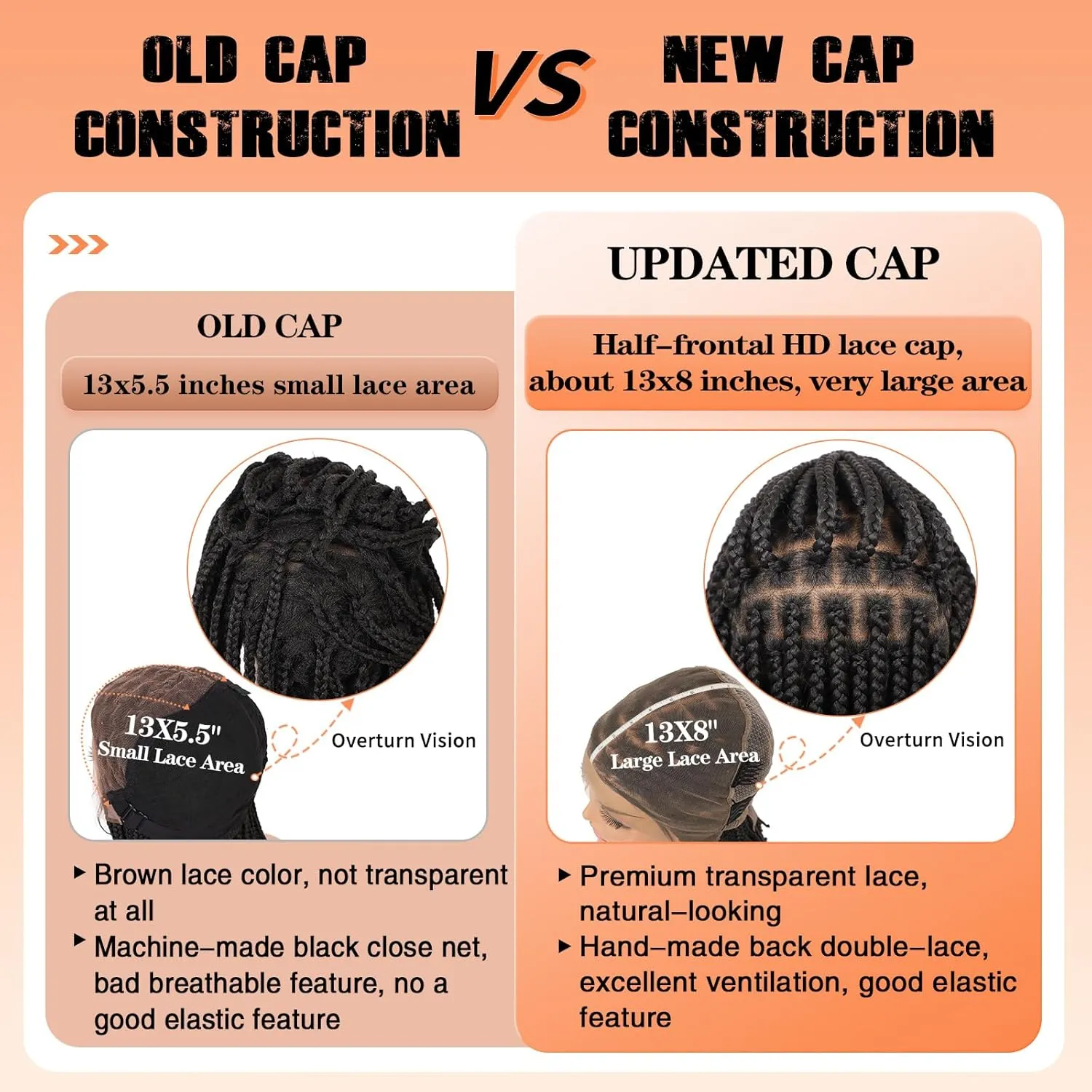 Brinbea 13x8'' HD Lace Front Knotless Short Braided Wigs for Women Bob Box Braid Wig with Baby Hair Premium Synthetic Braided Lace Front Wigs Black 14 Inch
