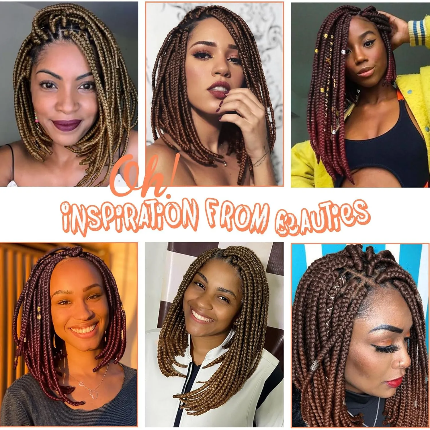 Brinbea 13x8'' HD Lace Front Knotless Short Braided Wigs for Women Bob Box Braid Wig with Baby Hair Premium Synthetic Braided Lace Front Wigs Light Brown 14 Inch