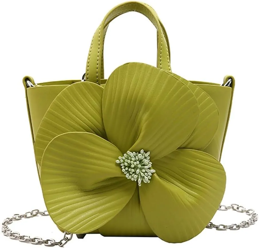 Bucket Bag for Women, French Petal Flower Handbag Creative Crossbody Bag Purse Large shoulder Handbag for Work Travel
