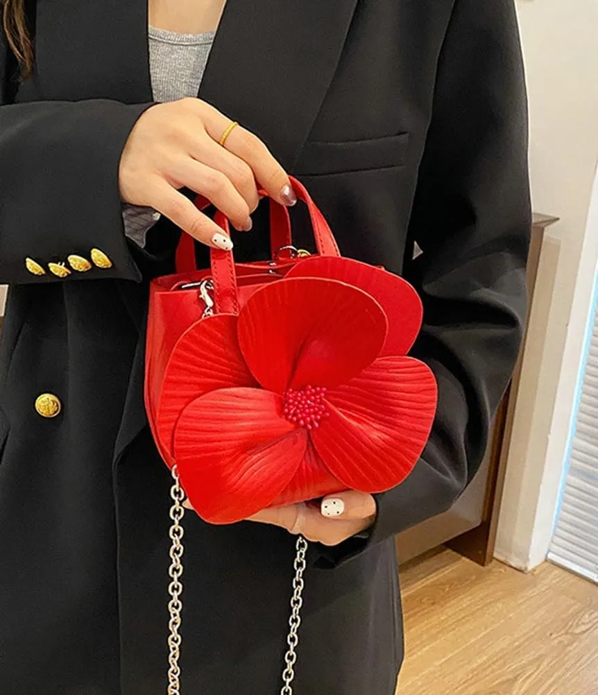 Bucket Bag for Women, French Petal Flower Handbag Creative Crossbody Bag Purse Large shoulder Handbag for Work Travel
