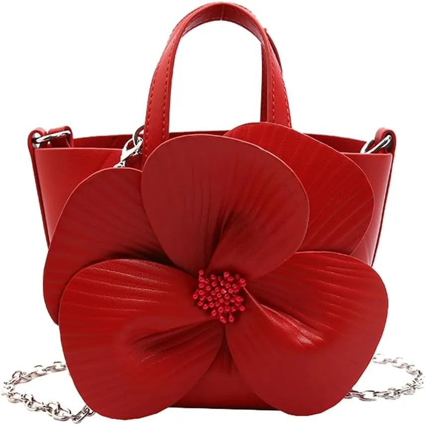 Bucket Bag for Women, French Petal Flower Handbag Creative Crossbody Bag Purse Large shoulder Handbag for Work Travel