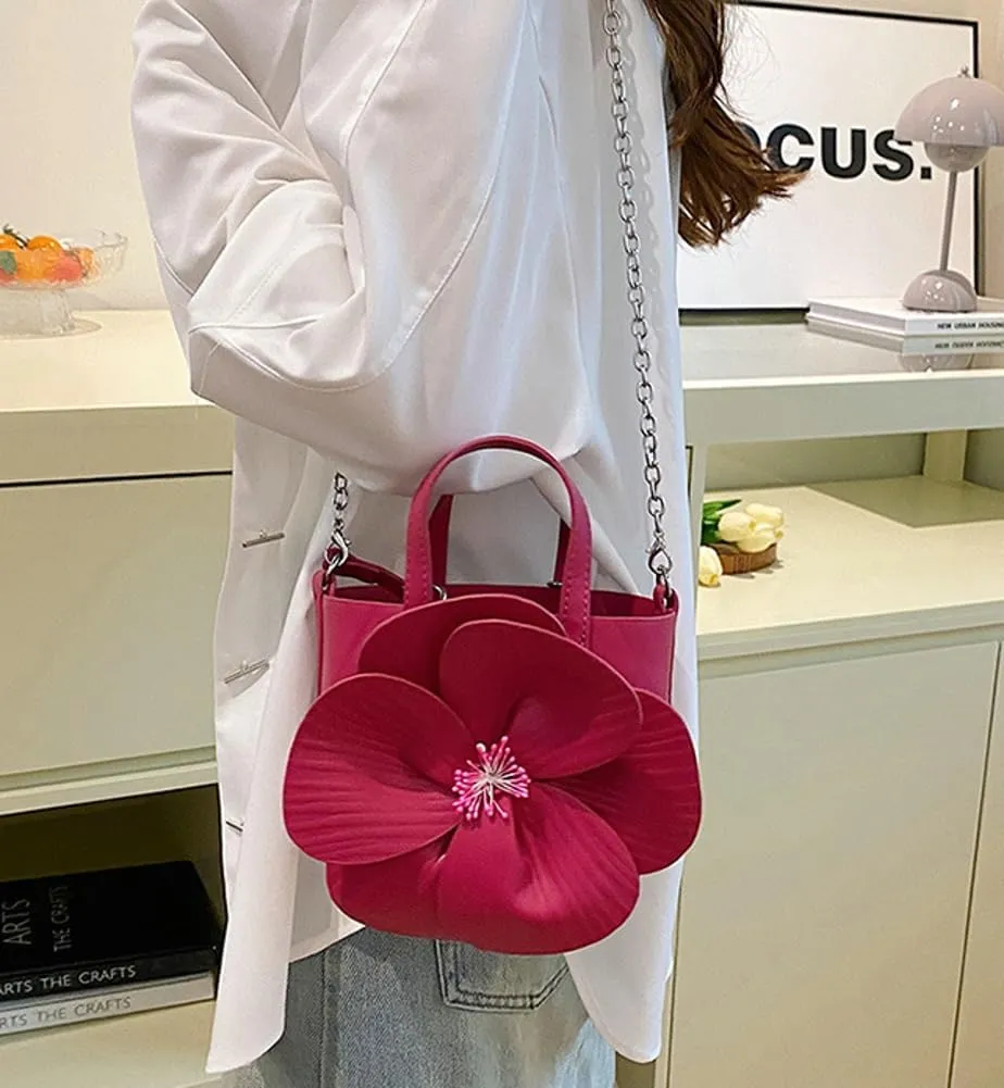 Bucket Bag for Women, French Petal Flower Handbag Creative Crossbody Bag Purse Large shoulder Handbag for Work Travel