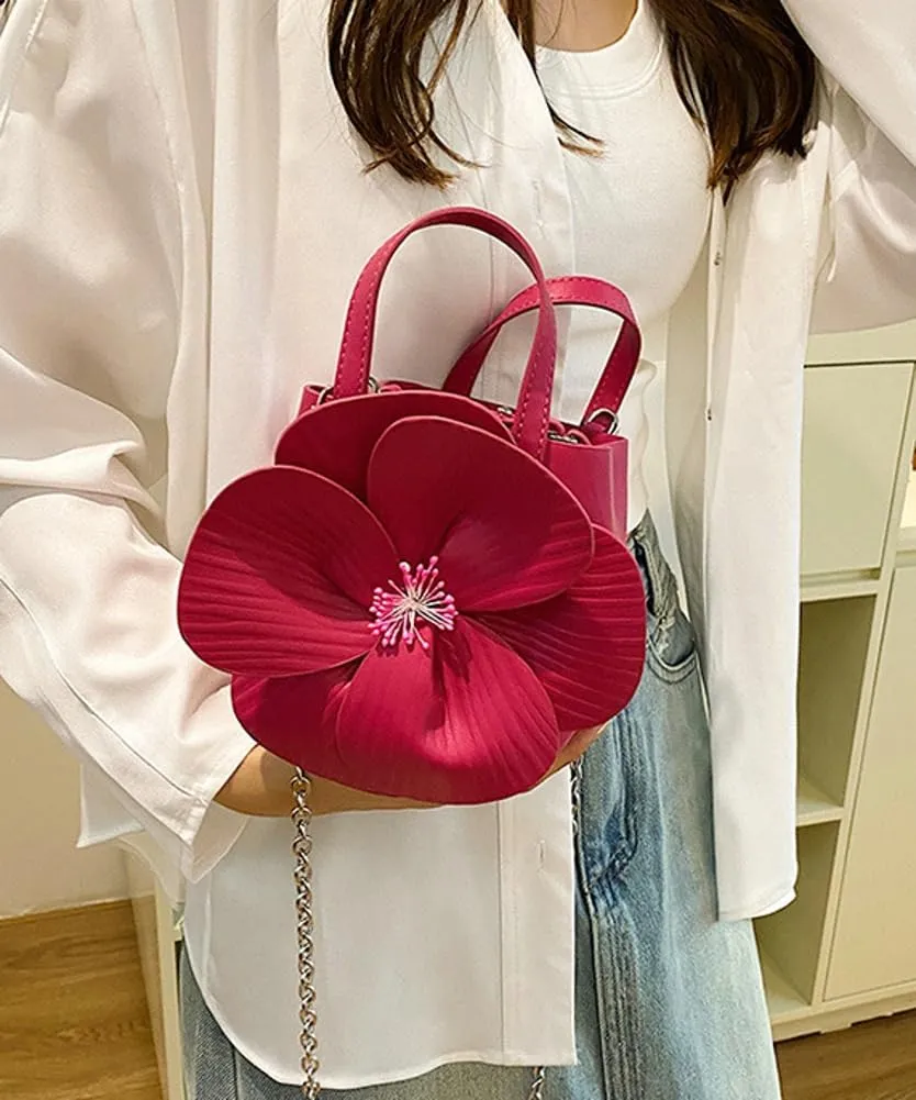 Bucket Bag for Women, French Petal Flower Handbag Creative Crossbody Bag Purse Large shoulder Handbag for Work Travel