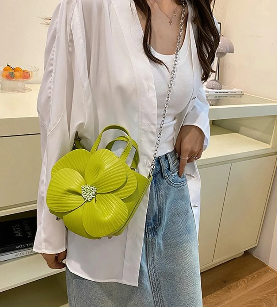 Bucket Bag for Women, French Petal Flower Handbag Creative Crossbody Bag Purse Large shoulder Handbag for Work Travel