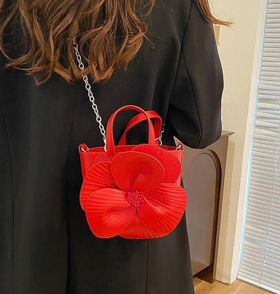 Bucket Bag for Women, French Petal Flower Handbag Creative Crossbody Bag Purse Large shoulder Handbag for Work Travel