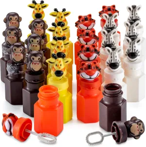 Bulk Animal Bubbles - (Pack of 24) Safari Party Favors, Mini Wand Bottles and Assorted Jungle Zoo Characters, Baby Showers, Themed Birthday, Goody Bag Toys for Kids