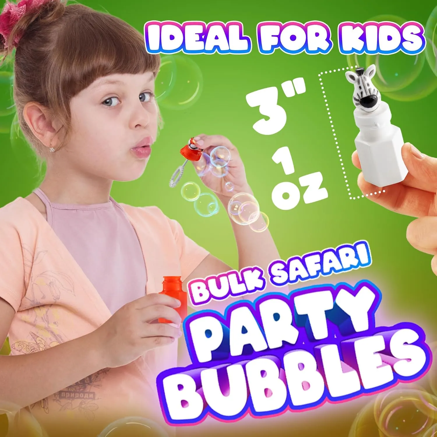 Bulk Animal Bubbles - (Pack of 24) Safari Party Favors, Mini Wand Bottles and Assorted Jungle Zoo Characters, Baby Showers, Themed Birthday, Goody Bag Toys for Kids