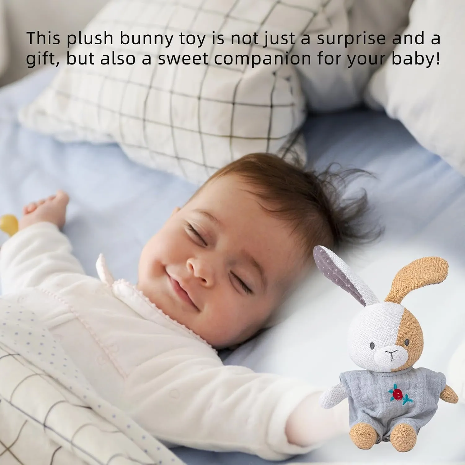 Bunny Stuffed Animal Organic Cotton Baby Plush Toys, 5.5" Plush Bunny Soft Cuddly Toy Mini Bunny Toy for Babies and Toddlers