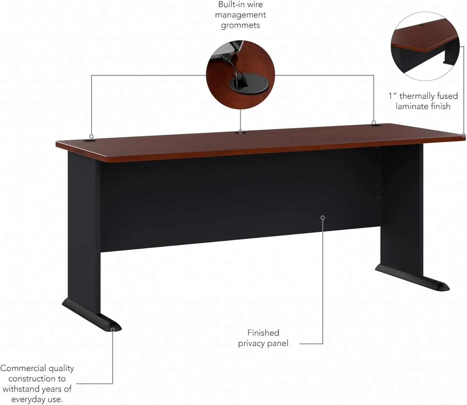 Bush Furniture Series A 72W Desk Workstation for Home or Professional Workspace, Desktop Solution for Office Use, Hansen Cherry