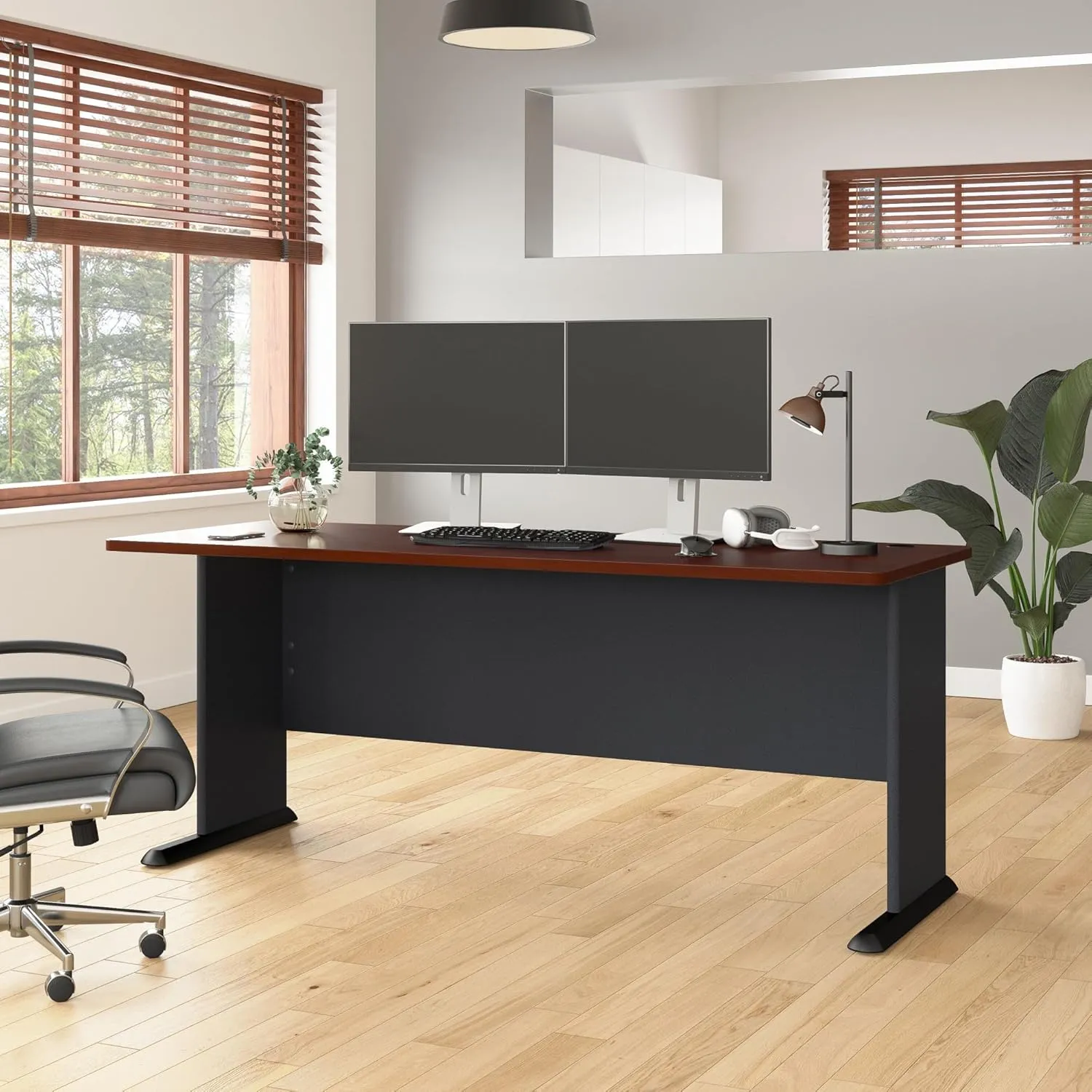 Bush Furniture Series A 72W Desk Workstation for Home or Professional Workspace, Desktop Solution for Office Use, Hansen Cherry