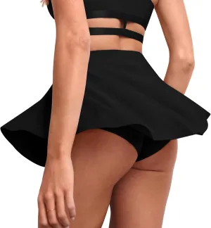 BZB Flowy Mini Skirt with Shorts Underneath Gym Yoga Workout Dance Tennis Short Skirts Sexy Outfit for Women