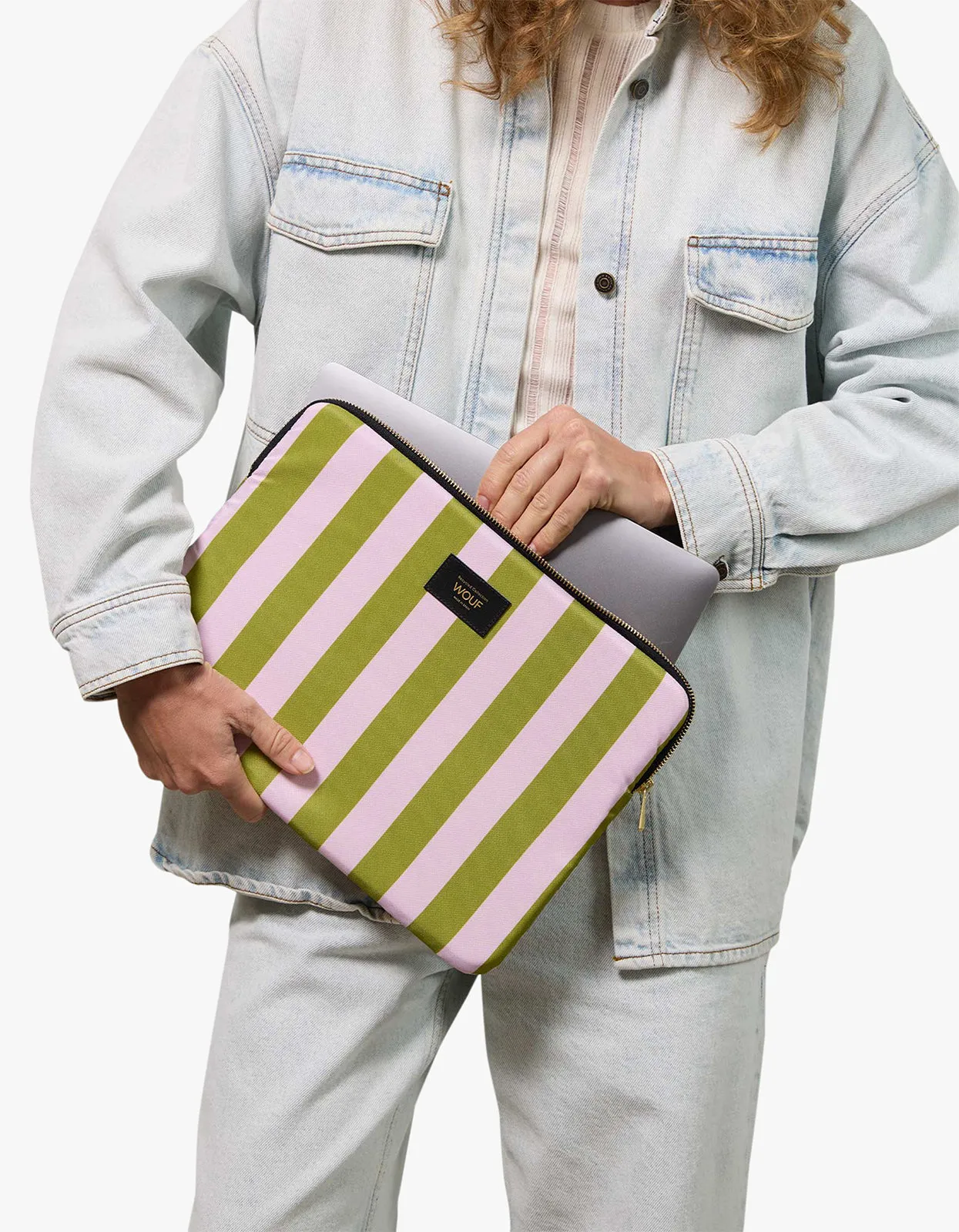Cabana Laptop 13Inch Case - Pink And Green Stripe